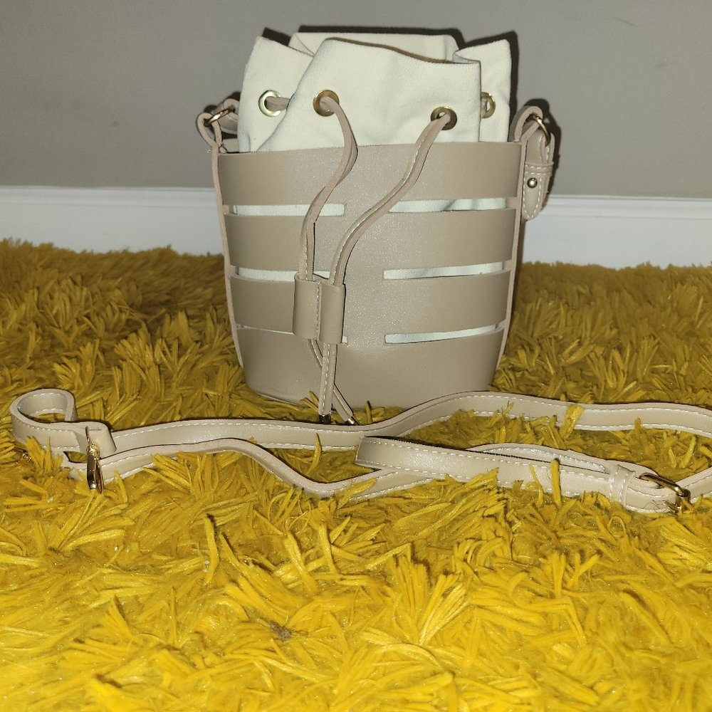 Tan/Cream Mini Bucket Bag